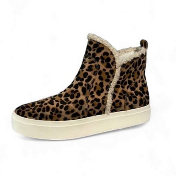 Sole Society Teagan Leopard Print Leather High Top Sneakers Womens Size 7.5 - Picture 2 of 4